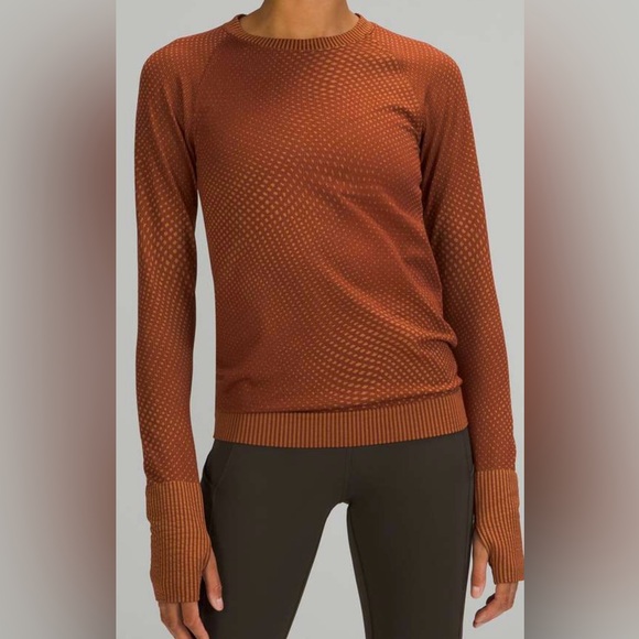 Lululemon Rest Less Long Sleeve Grid Warp Brown Pullover - Picture 1 of 12